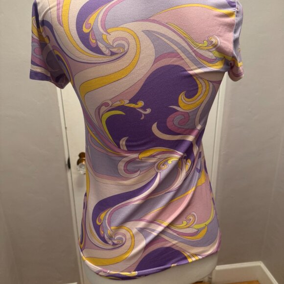 L'Agence Ressi Purple Swirl Print Fitted Tee - Picture 2 of 3
